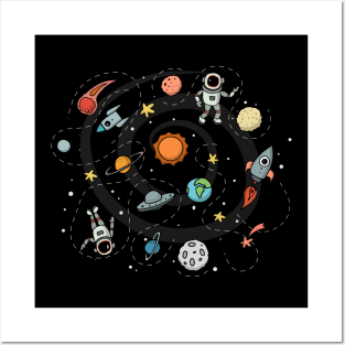 Outer space illustration Posters and Art